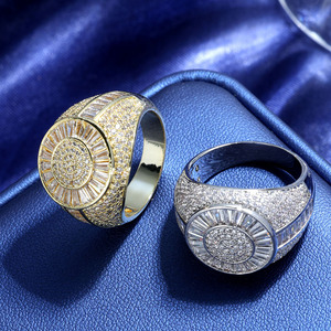 Anillo Redondo de Circonia Cúbica Estilo Europeo y Americano, Joyería Hip-hop de Alta Gama, Anillo para Hombre, Venta al Por Mayor - Product Image 6