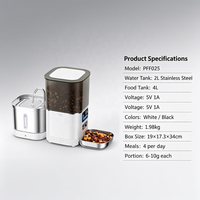 Distributeur automatique intelligent 2-en-1 pour animaux de compagnie et fontaine à eau 4L, distributeur de nourriture pour chats et chiens 2L, bol en acier inoxydable, double alimentation
