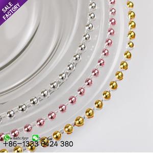 Borde embellecedor de oro rosa para boda, <span class=keywords><strong>cristal</strong></span> con cuentas, placa de <span class=keywords><strong>cristal</strong></span>, Cargadores para decoración, barato, venta al por mayor - Product Image 4