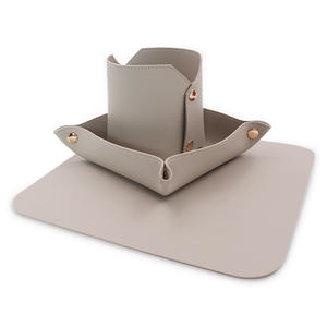 Support de stylos en cuir PU fait main DIY, boîte de rangement de bureau, plateau de rangement <span class=keywords><strong>pour</strong></span> stylos et pinceaux, idéal comme cadeau - Product Image 2