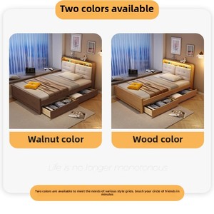 Phòng ngủ đơn giản hiện đại giường gỗ rắn 1.2m giường đơn và giường đôi 1.5m để lưu trữ không gian nhỏ - Product Image 5