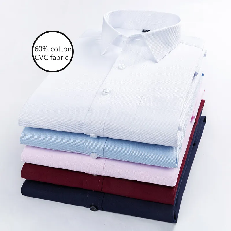 Alta qualidade Custom Cotton Men's shirts Cor Sólida Poliéster Manga Longa Cheap Casual Business Dress Shirts para o homem