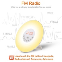 Sonnenaufgang-Wecker mit Aufwachlicht, Digitaluhr mit Schlummerfunktion, 6 Naturgeräuschen & UKW-Radio, Weißes Rauschen, Tischuhr