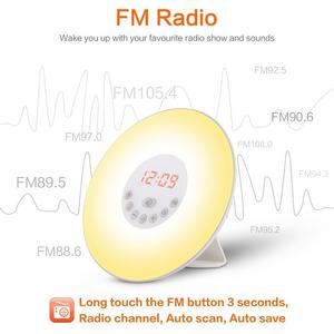 Réveil au lever du soleil, lumière de réveil, horloge numérique avec fonction de répétition, 6 sons de la nature et radio FM, machine à bruit blanc, horloge de table - Product Image 5