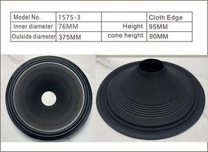 15 "Pro âm thanh vải cạnh bao quanh bột giấy màu đen nón giấy ép hoặc không ép Loa nón giấy - Product Image 3