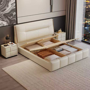 Offre Spéciale : Ensemble de Meubles de <span class=keywords><strong>Chambre</strong></span> en Cuir Blanc Crème – Lit Moderne de Luxe King Size, Cadre de Lit Double Confortable pour <span class=keywords><strong>Chambre</strong></span> à <span class=keywords><strong>Coucher</strong></span> - Product Image 4