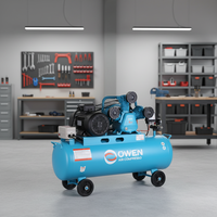 Compresseur d'air portable OWEN 200L, robuste, 3KW, pression maximale 115 PSI, réservoir lubrifié à l'huile avec pompe pour usage industriel