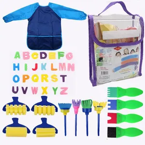 Xinbowen Factory DIY Kids Painting Tools Sponge Stamps and Sponge Roller Set Drawing Art Set