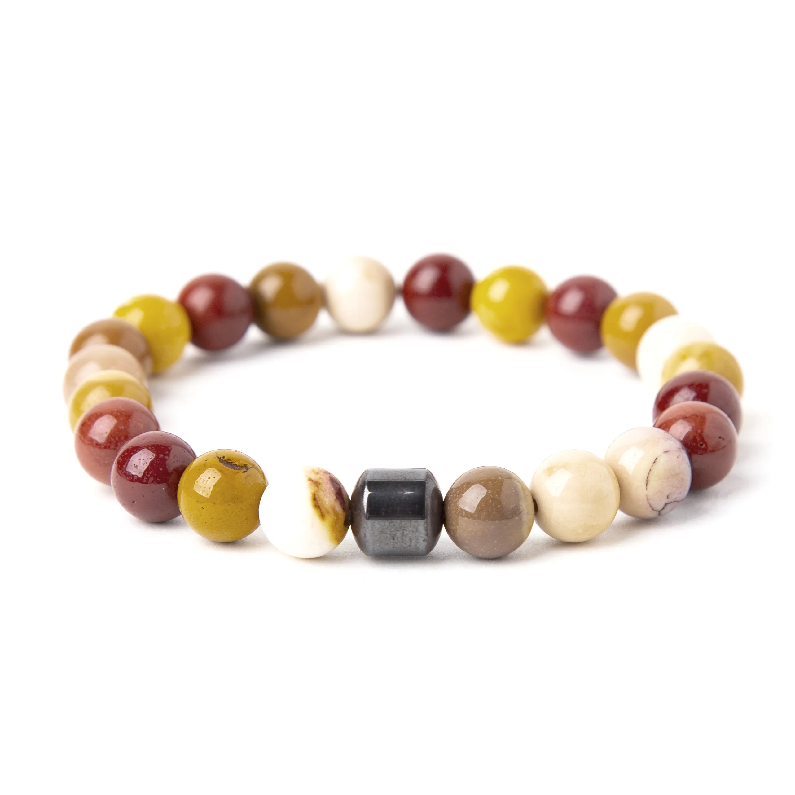 Wholesale Healing Stone Beads Bracelet Natural Gemstone Picasso Jasper and Magnetic Hematite Jade Bracelet