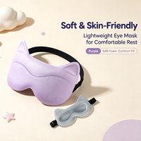 Masque de sommeil en mousse à mémoire de forme 3D avec sangle réglable, respirant et occultant la lumière, design mignon avec oreilles de chat - Cadeau de voyage portable