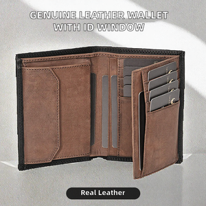 Portefeuille fin en cuir véritable pour homme, vente en gros 2026, nouvelle collection, fermeture ouverte, porte-cartes de luxe avec fenêtre d'identification - Product Image 2