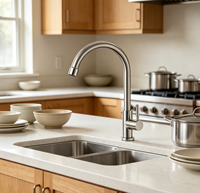 Robinet de lavabo rotatif pour cuisine et salle de bain, eau froide, finition nickel brossé céramique, économiseur d'eau, aérateur durable en acier inoxydable