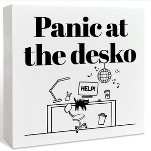 Divertido Letrero de Madera para Escritorio, Accesorios de Oficina, Decoración de Oficina, Panic at the Desko, Regalos Divertidos para Compañeros de Trabajo, <span class=keywords><strong>Colegas</strong></span> y Amigos - Product Image 1