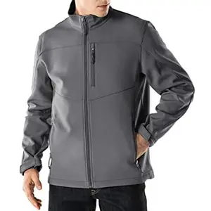 Custom Logo Mens Softshell Athletic Active Wind-Repel Coat Full-Zip Outdoor Water-Proof Pocket Jacket