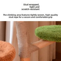 Arbre à chat en bois avec surface en mousse jungle, plusieurs niveaux, nid de repos, grotte fermée, tronc en sisal, pour chatons d'intérieur