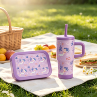 Ensemble de boîte à lunch pour enfants avec gobelet isotherme de 12 oz, boîte à bento en acier inoxydable de 1050 ml à 3 compartiments, ensemble cadeau scolaire pour enfants