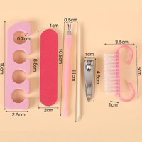 Ensemble de manucure portable Rose Lime à ongles Bandes de polissage Brosse en corne Outil d'élimination des peaux mortes Manucure Ensemble de 6 pièces