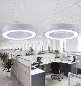 Black Round LED Pendant <b>Light</b> Aluminum Body Acrylic <b>Shade</b> Warm <b>White</b> 3500K Dimmable Living Room Ceiling Lamp - Product Image 6