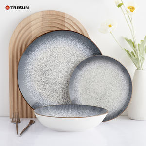 Juego de <span class=keywords><strong>Vajilla</strong></span> de Porcelana de Lujo Europeo Gris Redondo para <span class=keywords><strong>12</strong></span> Personas con Servicio Completo Elegante Japonés y Juego de Tazas - Product Image 1