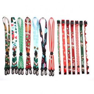 Face Masks Lanyard Strap Custom Logo Durable Beaded Button Christmas Polyester Sublimation Lanyard <b>Snap</b> <b>Hook</b> Disconnect Buckle - Product Image 1