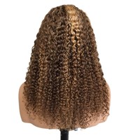 Perruque bouclée 180% Jerry Curl marron et blonde sans dentelle, modèle 13*4 4/27 JC Foreign Trade