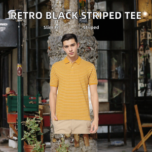 Camisetas Polo a Rayas para Hombre, de Alta Demanda, Color Amarillo, Tela de Algodón, Manga Corta, Estilo Pullover, para Golf - Product Image 2