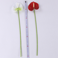 Fleur artificielle Anthurium en PU, faite à la main, toucher réel, tige réaliste de 60 cm pour arrangement floral, décoration maison et jardin