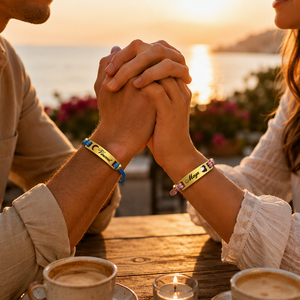 Pulsera con dije de nombre grabado personalizado, chapada en oro de 18 quilates, de acero inoxidable con cuerda trenzada, regalo de joyería para pareja - Product Image 5