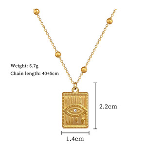 Collana con Ciondolo <span class=keywords><strong>Occhio</strong></span> del Diavolo in Zircone Placcato Oro 18K Dina, Catena Vintage Lucida Ipoallergenica in Acciaio Inossidabile - Product Image 4