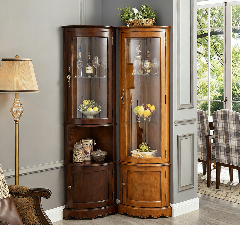 American Solid Wood Triangular Cabinet Living