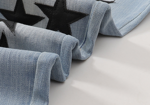 <span class=keywords><strong>Jean</strong></span> skinny délavé avec patchwork d'étoiles noires et effet usé - Product Image 3