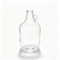Bouteille en verre transparente de 1 gallon (4L) avec poignée et bouchon à vis, pour vin, fermentation, boissons, personnalisable avec logo – Vente en gros