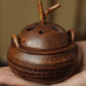 Brûleur d'encens en bambou sculpté, style antique, petit brûleur d'encens en bois de santal, pour usage domestique, cérémonie du thé, usage bouddhiste intérieur - Product Image 4