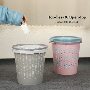 Open Top <b>Large</b> Capacity <b>Bin</b> Vented Hollow Plastic Waste Basket PP Durable Dustbin with Pressure Ring to Secure Garbage Bags - Product Image 3