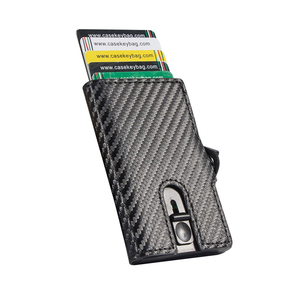 CASEKEY <b>RFID</b> <b>Blocking</b> Genuine Leather <b>Wallet</b> with Automatic Pop-Up Aluminum Lining Short Length - Product Image 1
