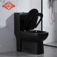 WC monobloc en céramique noir sans rebord, à siphon S, à chasse d'eau, pour salle de bain, fabriqué sur mesure