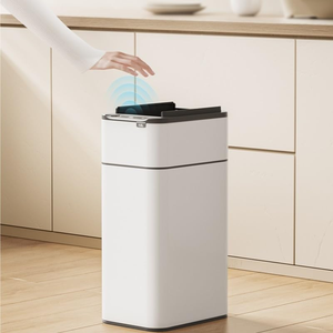 Smart <b>Sensor</b> Trash <b>Bin</b> No Touch Automatic Lid Stainless Steel USB Powered Batteries Required Home Office Kitchen Bathroom Waste - Product Image 4