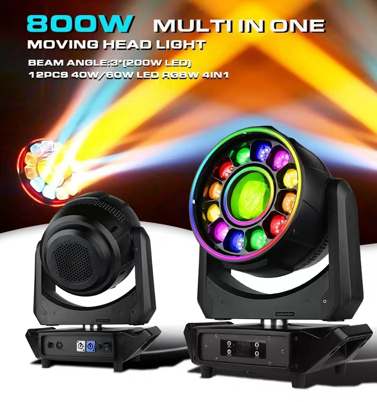 QSE Lighting New 12X40W Multifunctional 800W Zoom Bee Eye + Beam Led Moving Head Light Ring Effect RGB DMX512 Wedding 5000 7000K