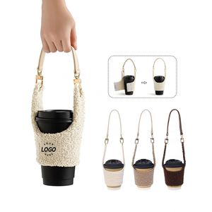 Sac fourre-tout personnalisé en polaire Teddy pour bouteille d'eau, tasse à café ou boisson – Vente directe usine – Idéal comme cadeau promotionnel - Product Image 1