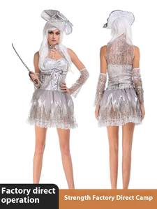 Costume de déguisement d'Halloween pour femme adulte en coton, démon blanc, zombie, fantôme, pirate, vampire - Product Image 6