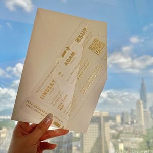 Invitations de mariage en acrylique doré, imprimées en UV, style billet d'avion de destination, carte d'embarquement, <span class=keywords><strong>invitation</strong></span> de mariage - Product Image 2