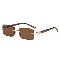 Lunettes de soleil unisexes polarisées UV400 sans monture en PC avec verres rouges, style Niche Fashion