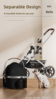 Poussette pour chien détachable de haute qualité voyage pour animaux de compagnie avec grand chariot à 4 roues
