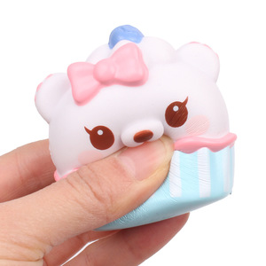 Cupcake Bear <b>Squishy</b> Toy PU Soft Slow Rebound Fidget Toy For Kids 5 To 7 Years Unisex - Product Image 1