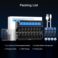 Kit de piles rechargeables au lithium AA Hixon haute capacité 3500mWh 1.5V (8 piles, chargeur LCD 8 emplacements) Modèle J818 Gaming Stock