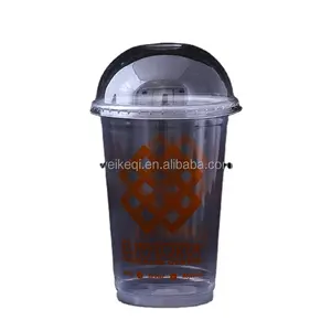 Taza de plástico con impresión de logotipo personalizado, taza fría de café helado desechable, PET PP, MOQ bajo con pajitas y tapas