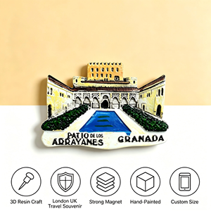 Imán de Resina Ecológico 3D para Refrigerador, España, Granada, Alhambra, Patio de los Arrayanes, Recuerdo de Viaje, Logotipo Personalizado, Moderno - Product Image 1