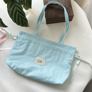 Bolsas de Regalo de Algodón Ecológicas y Duraderas con Cordón, Color Sólido, Logotipo Personalizado, Etiquetas Añadidas, con Lazo, Bolsa de Compras - Product Image 3