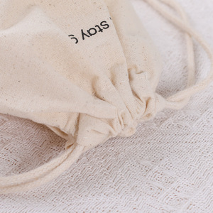 Recycle <b>Muslin</b> Cotton Canvas Fabric Linen Gift Packaging Pouch Flat Bottom Organic Soft Cotton Drawstring Bag with Custom logo - Product Image 4