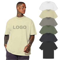 Kaos oblong pria oversized model mock neck, rajutan katun berat 100%, polos, custom, gaya streetwear, grosir